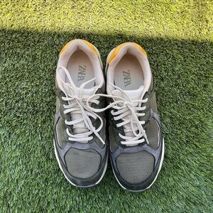 Zara mens Olive and Yellow Sneakers‎